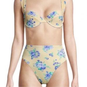 NWT Yellow floral high waist bikini We Wore What XL